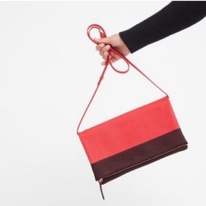 Everlane The Leather Foldover Crossbody Red/Oxblood